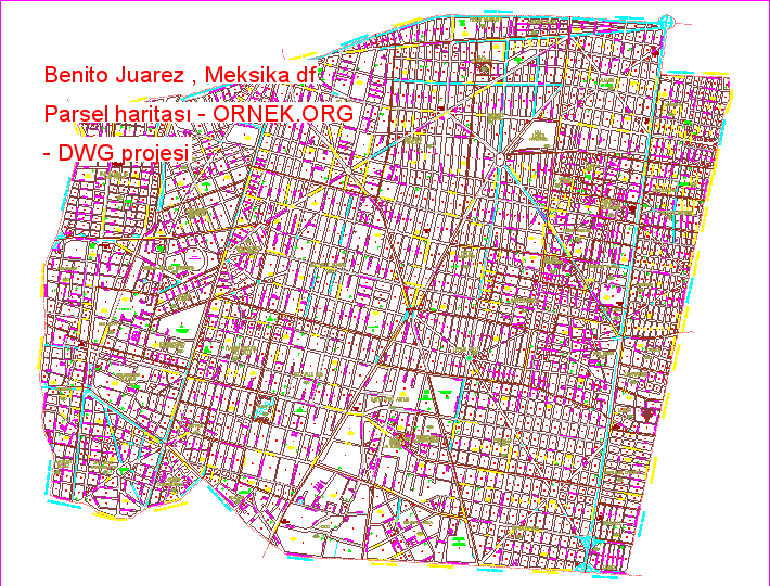 Benito Juarez , Meksika df Parsel haritası Autocad Çizimi