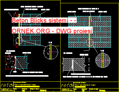 Beton Blicks sistemi - Autocad Çizimi