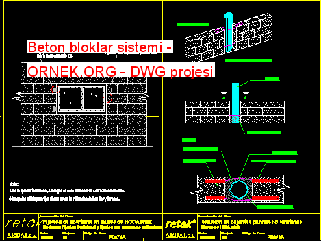 Beton bloklar sistemi Autocad Çizimi