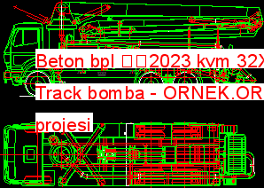 Beton bpl ​​2023 kvm 32XL Track bomba Autocad Çizimi