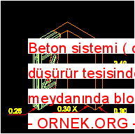 Beton sistemi ( cet ) - düşürür tesisinde meydanında blok axonometry Autocad Çizimi