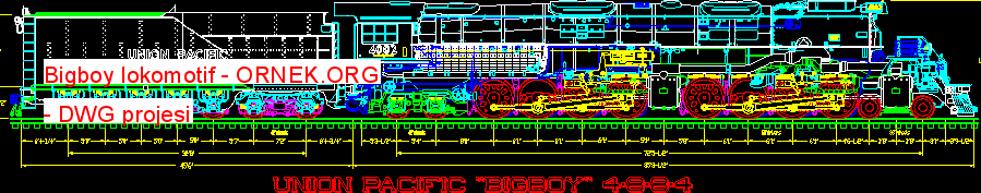 Bigboy lokomotif Autocad Çizimi