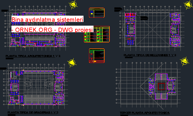 Bina aydınlatma sistemleri Autocad Çizimi