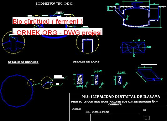 Bio çürütücü ( ferment ) Autocad Çizimi