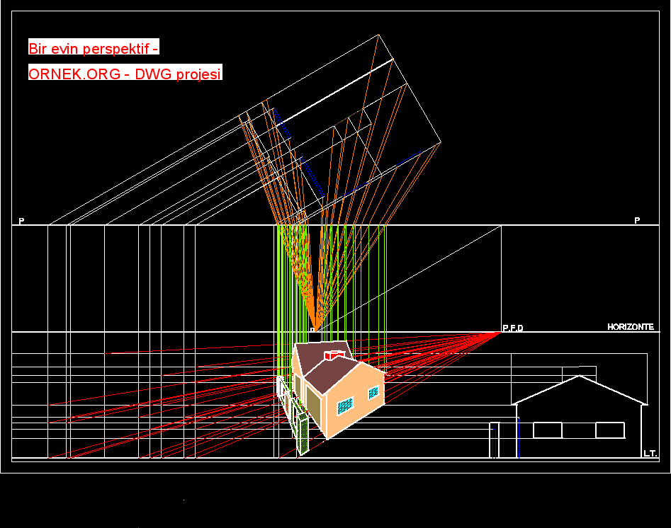 Bir evin perspektif Autocad Çizimi