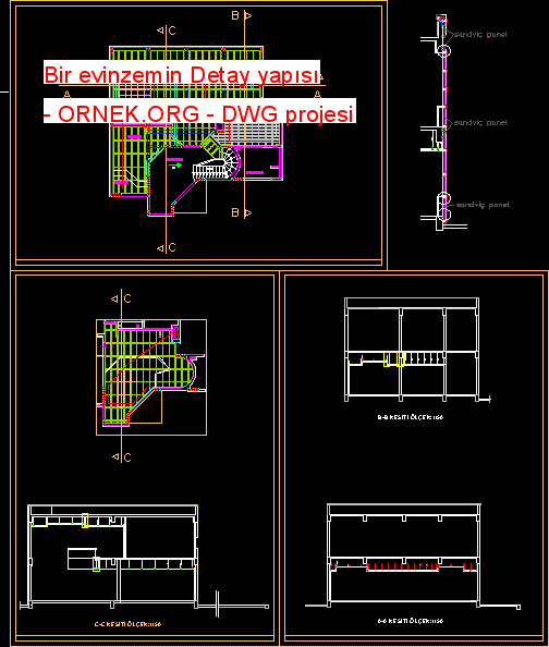 Bir evinzemin Detay yapısı Autocad Çizimi