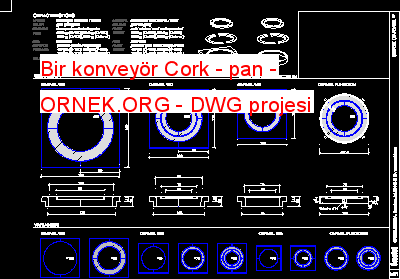 Bir konveyör Cork - pan Autocad Çizimi