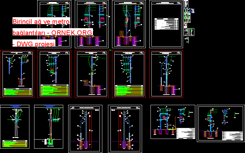 Birincil ağ ve metro bağlantıları Autocad Çizimi