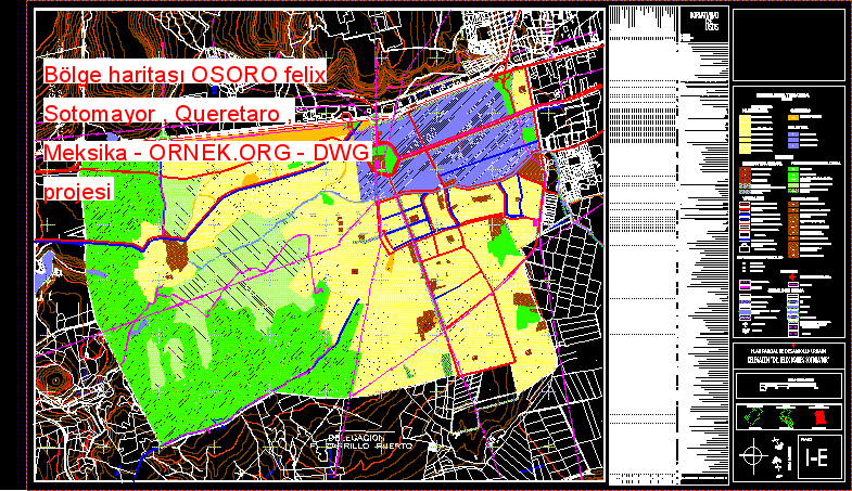 Bölge haritası OSORO felix Sotomayor , Queretaro , Meksika Autocad Çizimi