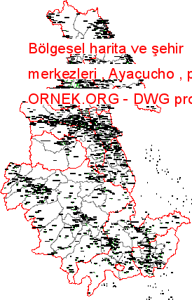Bölgesel harita ve şehir merkezleri , Ayacucho , peru