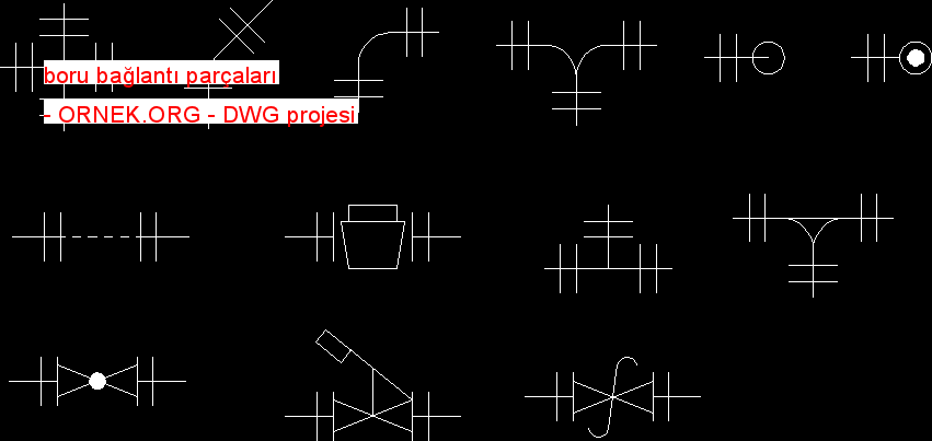 boru bağlantı parçaları Autocad Çizimi