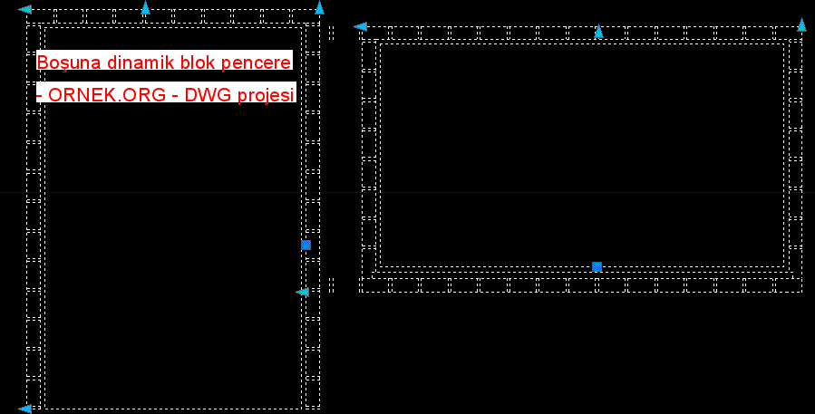 Boşuna dinamik blok pencere Autocad Çizimi