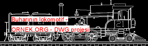 Buharının lokomotif Autocad Çizimi
