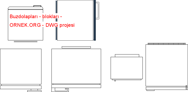 Buzdolapları - blokları Autocad Çizimi