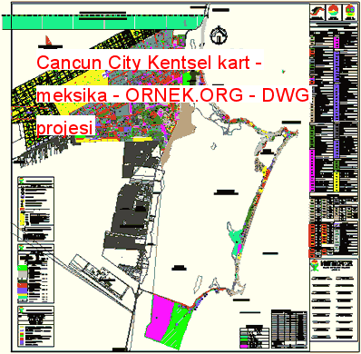 Cancun City Kentsel kart - meksika Autocad Çizimi
