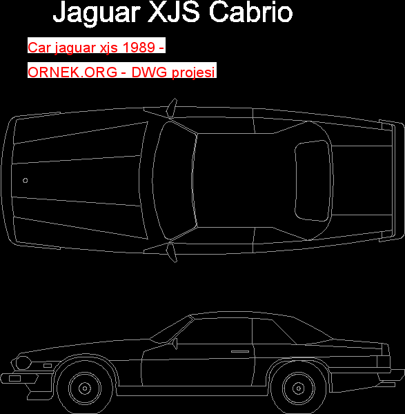 Car jaguar xjs 1989 Autocad Çizimi