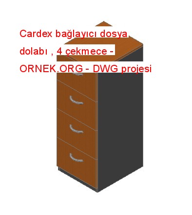 Cardex bağlayıcı dosya dolabı , 4 çekmece Autocad Çizimi