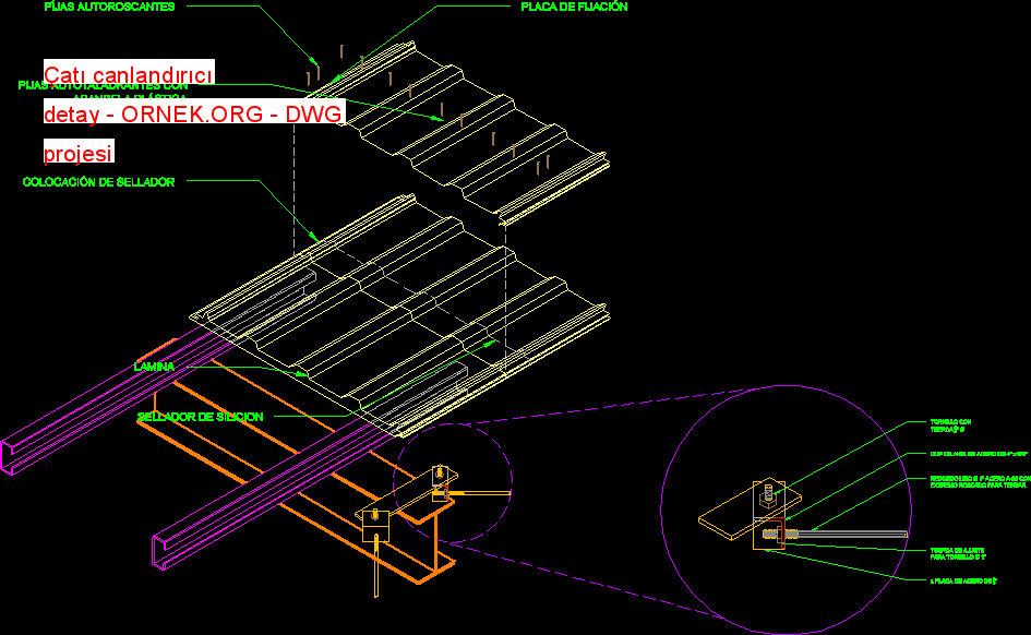 Çatı canlandırıcı detay Autocad Çizimi