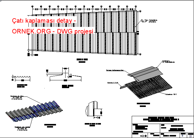 Çatı kaplaması detay Autocad Çizimi