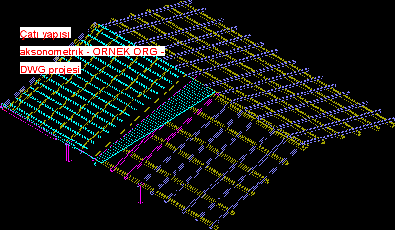 Çatı yapısı aksonometrık Autocad Çizimi