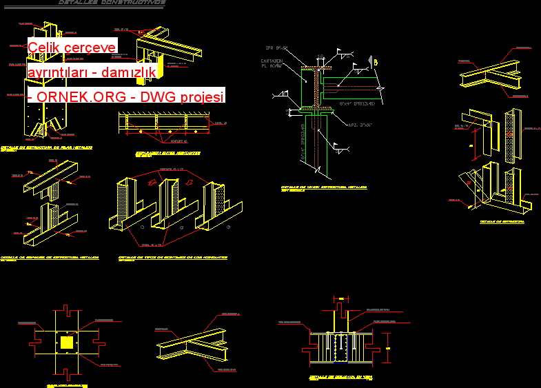 Çelik çerçeve ayrıntıları - damızlık Autocad Çizimi