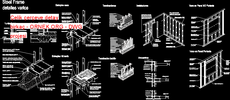 Çelik çerçeve detay birkaç Autocad Çizimi
