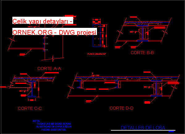 Çelik yapı detayları Autocad Çizimi
