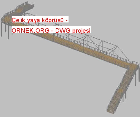 Çelik yaya köprüsü Autocad Çizimi