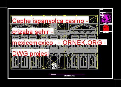 Cephe ispanyolca casino - orizaba şehir - mexicomexico . Autocad Çizimi