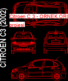 Citroen C 3 Autocad Çizimi