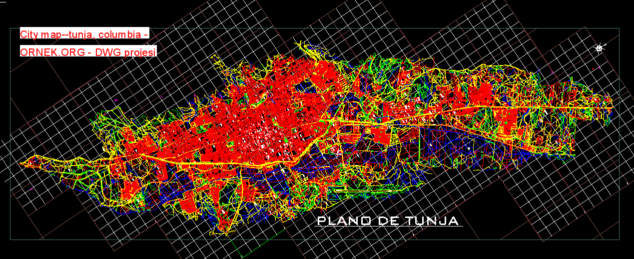 City map--tunja, columbia Autocad Çizimi