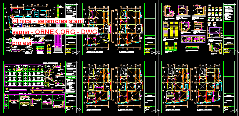 Clinica - seismoresistant yapısı Autocad Çizimi