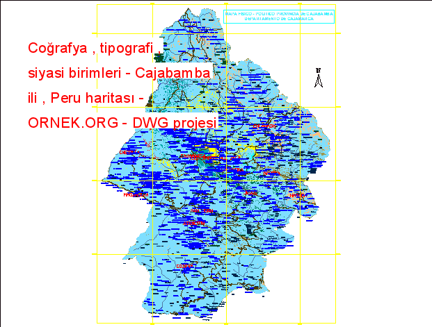 Coğrafya , tipografi , siyasi birimleri - Cajabamba ili , Peru haritası