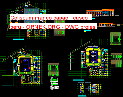 Coliseum manco capac - cusco - peru Autocad Çizimi