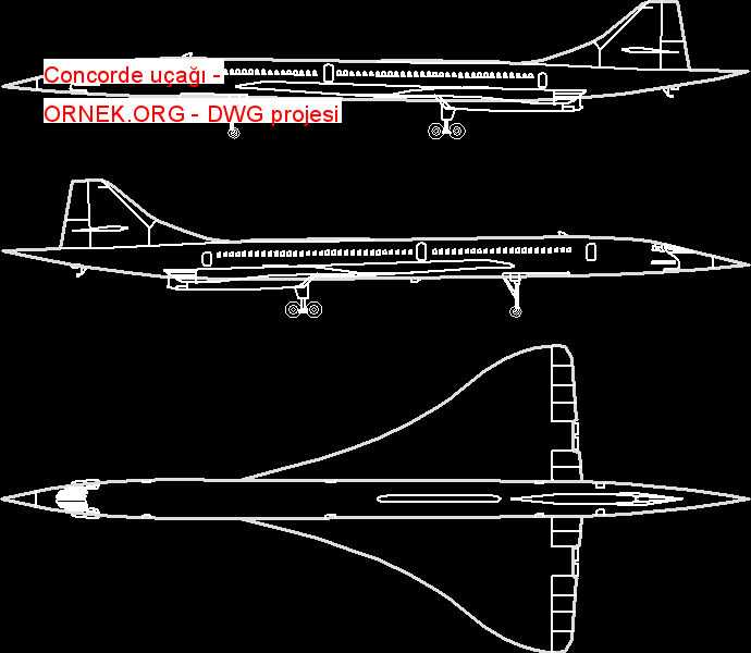 Concorde uçağı Autocad Çizimi