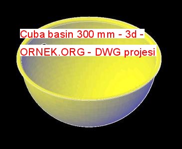 Cuba basin 300 mm - 3d Autocad Çizimi