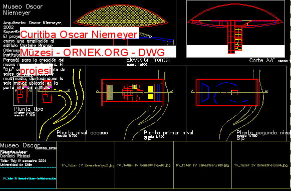 Curitiba Oscar Niemeyer Müzesi Autocad Çizimi