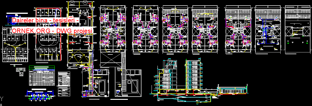 Daireler bina - tesisleri Autocad Çizimi