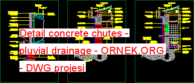 Detail concrete chutes - pluvial drainage Autocad Çizimi