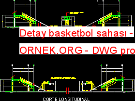 Detay basketbol sahası Autocad Çizimi
