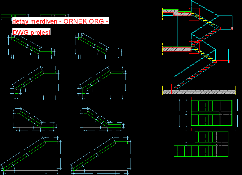 detay merdiven Autocad Çizimi