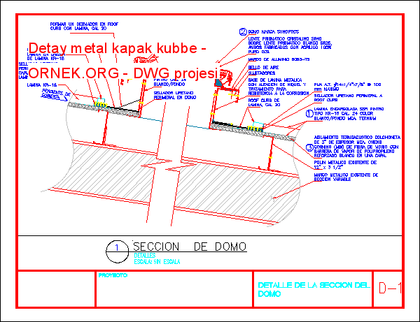 Detay metal kapak kubbe Autocad Çizimi