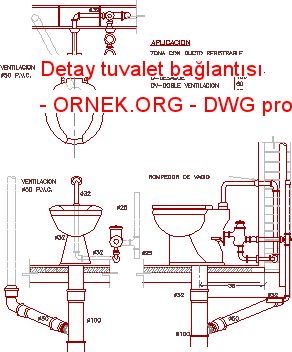Detay tuvalet bağlantısı Autocad Çizimi