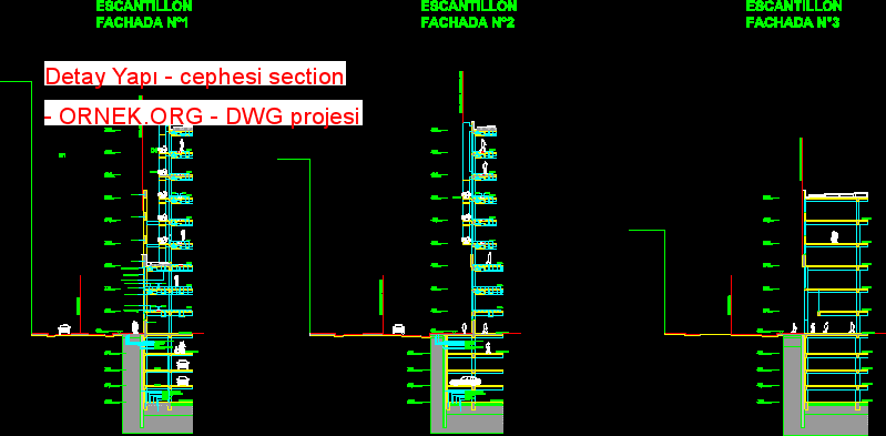 Detay Yapı - cephesi section Autocad Çizimi