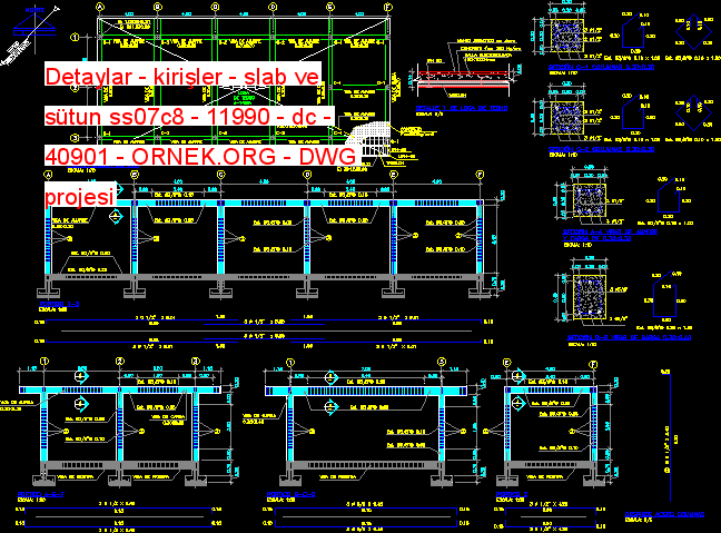Detaylar - kirişler - slab ve sütun ss07c8 - 11990 - dc - 40901 Autocad Çizimi