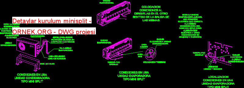 Detaylar kurulum minisplit Autocad Çizimi