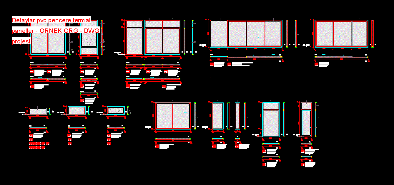 Detaylar pvc pencere termal paneller Autocad Çizimi