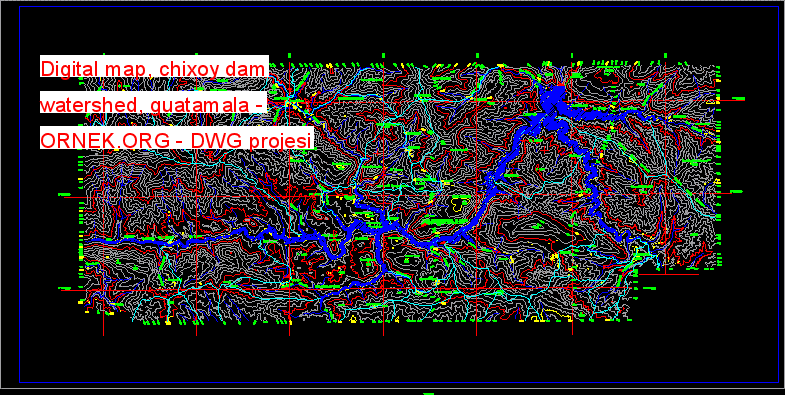 Digital map, chixoy dam watershed, guatamala Autocad Çizimi