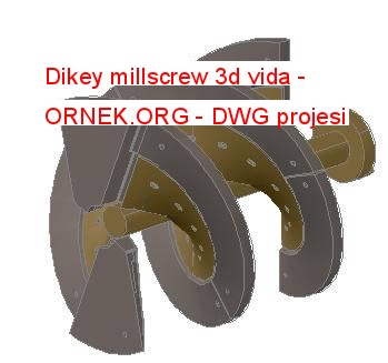 Dikey millscrew 3d vida Autocad Çizimi