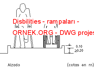 Disbilities - rampaları Autocad Çizimi